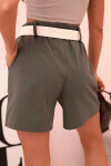 Dámske šortky s vysokým pásom a opaskom khaki UNI