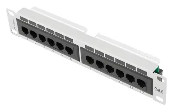 Lanberg Patch panel 10" sivý / Patch panel / 12 portov / 1U / Cat.6 UTP (PPU6-9012-S)