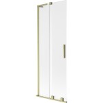 MEXEN/S - Velar L dvojkrídlová posuvná vaňová zástena 70 x 150, dekor, zlatá kartáčovaná 896-070-003-31-55