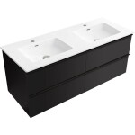 CERANO - Kúpeľňová skrinka Velora - čierna matná, úchytka čierna + keramické umývadlo Novo - biela lesklá - 121x54,5x46,5 CER-979888