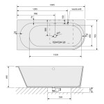 POLYSAN - SUSSI L rohová stojaca vaňa liaty mramor 170x70x49,5cm, biela 90177L