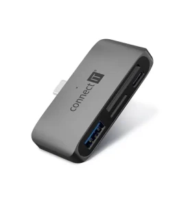 Connect IT CompactPRO Externá USB-C hub + čítačka kariet antracitová / USB-C + USB-A 3.0 / SD + microSD (CHU-5060-AN)