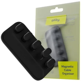 Allity ASA-410 čierny / Organizér káblov / Silikón / Magnetické uchytenie / Samolepiace 3M (GSM191426)