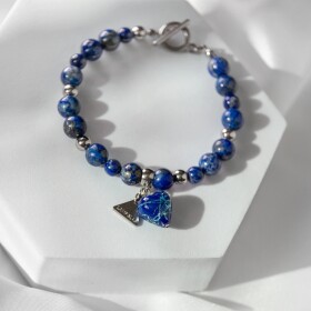 Lampglas Minerálny náramok Sapphire Diva s rýdzim striebrom v perle Lampglas a lapis lazuli BTB6