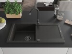 MEXEN/S MEXEN/S - Leo granitový drez 1 s odkvapkávačom 900x500 mm, čierna / zlatá metalik, + čierny sifón 6501901010-75-B