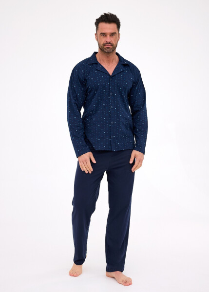 Cornette pyžamo 114/80 dĺžka/r S-2XL pánske bez zipsu tmavě modrá M