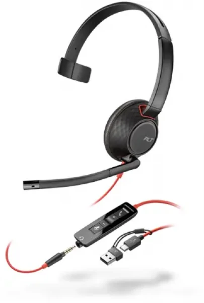 Poly Blackwire 5210 čierna / Náhlavná súprava / mikrofón / jedno slúchadlo / 3.5mm jack / USB-C/A (8X230A6)