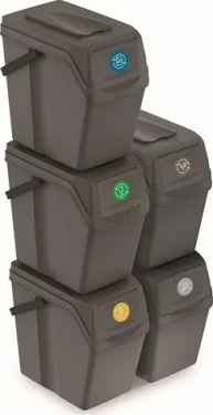 PROSPERPLAST Sada odpadkových košov SORTIBOX II 5ks sivá / 5x 25l (PISWB25S5-405U)