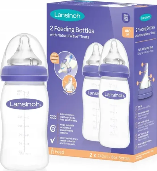 Lansinoh Dojčenská fľaša NaturalWave 240 ml / Dojčenská fľaša / 2 ks (KOS-7611)
