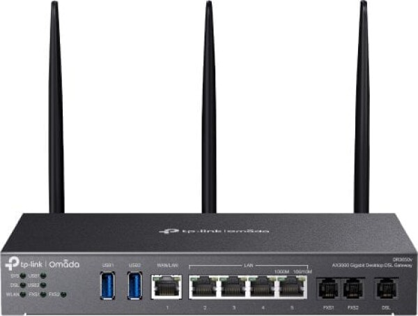 TP-Link TP-Link DR3650V OMADA ADSL/VDSL gateway (AX3000,3xRJ11(2xFXS,1xDSL),2,4GHz/5GHz,1xGbELAN/WAN,4xGbE,2xUSB3.0)