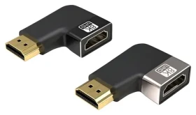 PremiumCord Adaptér HDMI AF/ M Space Grey / Redukcia / zahnutá 90 ° vľavo / 8K/60Hz / 4K/120Hz (kphdma-42)