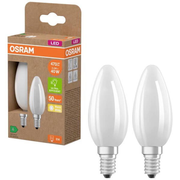 OSRAM HOMELIGHTING 4099854253805 LED En.trieda 2021 A (A - G) E14 sviečkový tvar 2.2 W = 40 W teplá biela (Ø x v) 35 mm x 35 mm 2 ks; 4099854253805