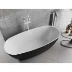 MEXEN/S - Luvo Slim voľne stojaca vaňa 170 x 75, biela/čierna, sifón a prepad biela 52801707575-20