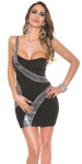 Sexy one-shoulder Party-Mini-dress with sequins black Einheitsgroesse