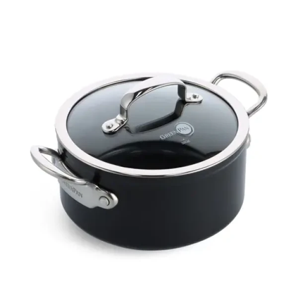 GreenPan Hrniec s nepriľnavým keramickým povrchom s pokrievkou Barcelona Pro 20 cm čierna (CC005333-001)