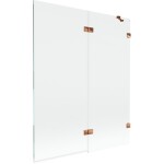 MEXEN/S - Lunar vaňová zástena 2-krídlová pravá 140 x 150, transparent, ružové zlato 897-140-100-60-00-P