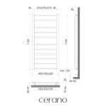 CERANO - Elektrický sušiak uterákov Luca, s displejom - 187 W - čierna matná - 1160x550 mm LIV-EG-11-55-D