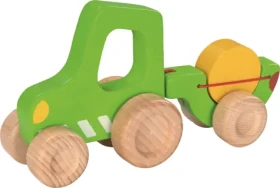 GOKI Drevený traktor s vlečkou