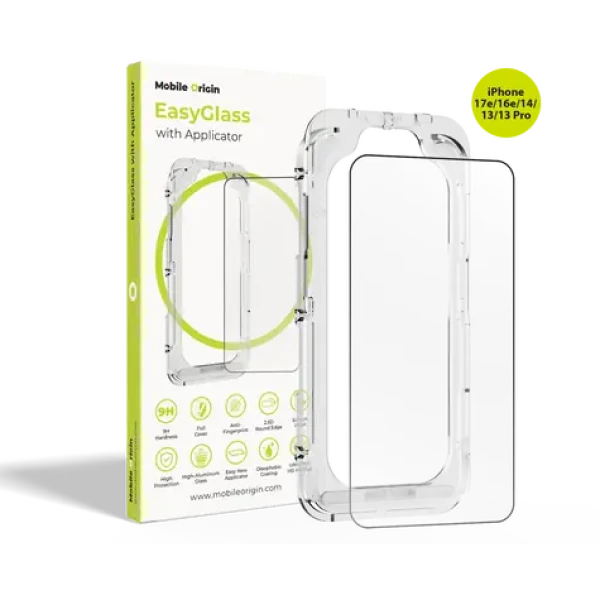 Mobile Origin EasyGlass Ochranné sklo EasyGlass s aplikátorom pre Apple iPhone 17e 16e 14 13 13 Pro (EGA-i14)