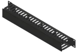 Lanview 19" posuvný kryt organizéra káblov čierna / Organizér káblov / 1U / oceľ / 24 vývodov (RAO400BL-24)