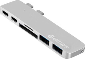 EStuff 1x SD 1x microSD 2x USB-C + 2x USB-A (ES84122-SILVER)