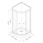 AQUALINE - ARLEN štvrťkruhová sprchová zástena 900x900, sklo Brick BTR900
