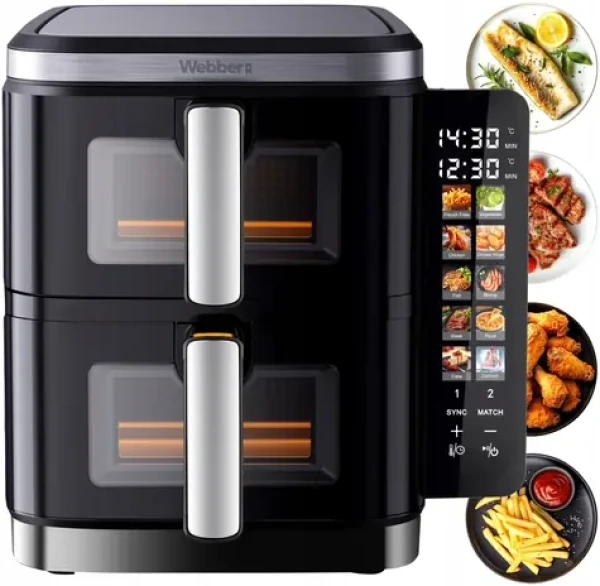 Webber Air Fryer Dual Zone / Teplovzdušná fritéza / 2800 W / 11 l XXL / 2 zóny (05AF901)