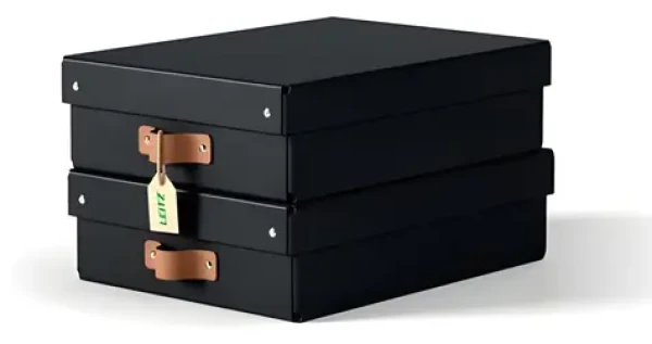 Leitz Puro čierna / Úložný box / Kartón / Veľkosť M nízky / 2 ks / 270 × 100 × 370 mm (61480095)