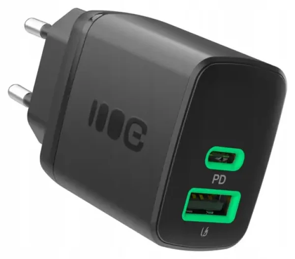 Green Cell PowerSource Duo30 / Sieťová nabíjačka / 1x USB-A / 1x USB-C / 30 W (CHARB-GC-30AC-B)