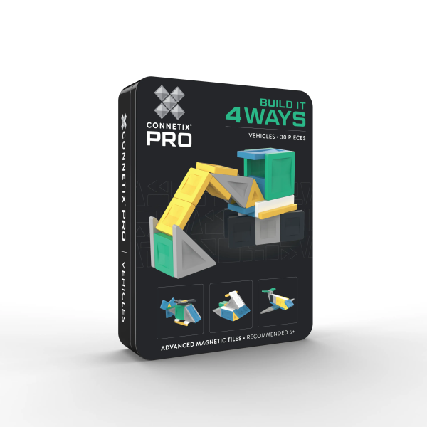 Connetix Connetix PRO Build It 4 Ways - Magnetická stavebnica vozidlá 30 ks