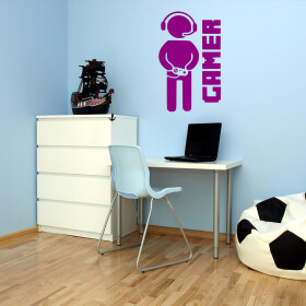 Veselá Stena Samolepka Gamer Farba: fialová, Veľkosť: 100 x 60 cm