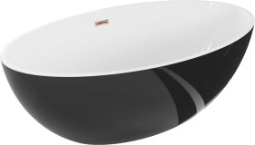 MEXEN/S - Nike voľne stojaca vaňa 175 x 100, biela/čierna, sifón a prepad ružové zlato 54071751075-60