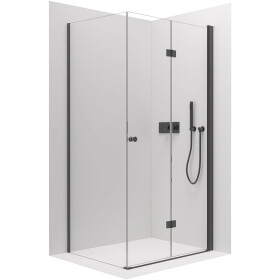 CERANO - Sprchovací kút Volpe L/P - 6 mm - čierna matná, transparentné sklo - 120x90x190 - zalamovacia CER-669637