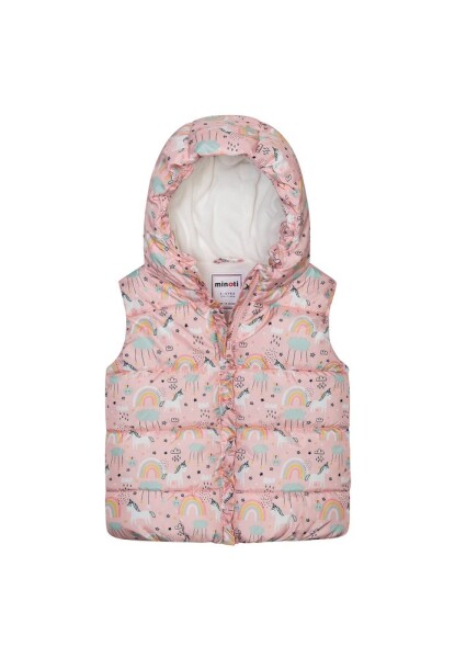 Dievčenská nylonová vesta Puffa s podšívkou z mikroflísu, Minoti, 12GILET 15, ružová - 86/92 | 18-24m