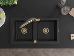 MEXEN/S MEXEN/S - Mario granitový drez 2-bowly vrátane batérie Duo, čierna 6504-77-671701-57-G