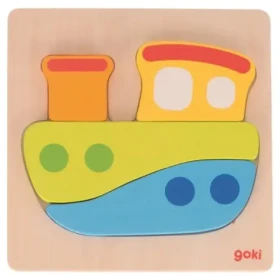 GOKI Drevené vkladacie puzzle Loď