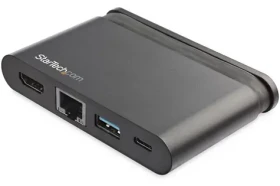 StarTech adaptér USB-C na HDMI, USB-A a LAN čierna / Adaptér / 4K 60Hz / 2x USB-A / RJ-45 Ethernet (DKT30CHCPD)