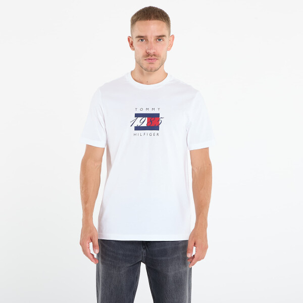 Tričko Tommy Hilfiger Linear Flag Graphic Tee White M