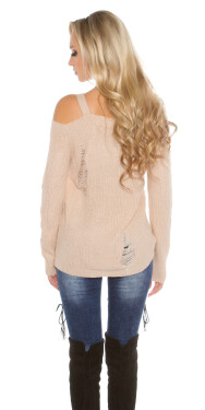 Sexy KouCla Cold Shoulder knit jumper used look Einheitsgroesse