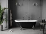 MEXEN/S - Retro voľne stojaca vaňa 150x73 cm biela / čierna chróm nohy , sifón chrom 53251507375-00