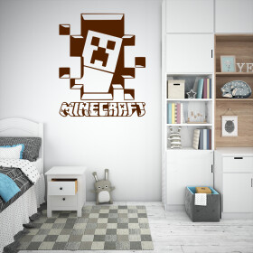 Veselá Stena Samolepka Minecraft hra Farba: hnědá, Veľkosť: 100 x 119 cm