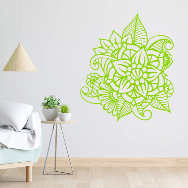 Veselá Stena Samolepka Kvetinový ornament Farba: zelená, Veľkosť: 40 x 34 cm