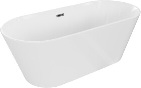 MEXEN/S - Flavia vaňa voľne stojaca 160 x 75, biela, sifón a prepad grafit kartáčovaná 54031608000-66