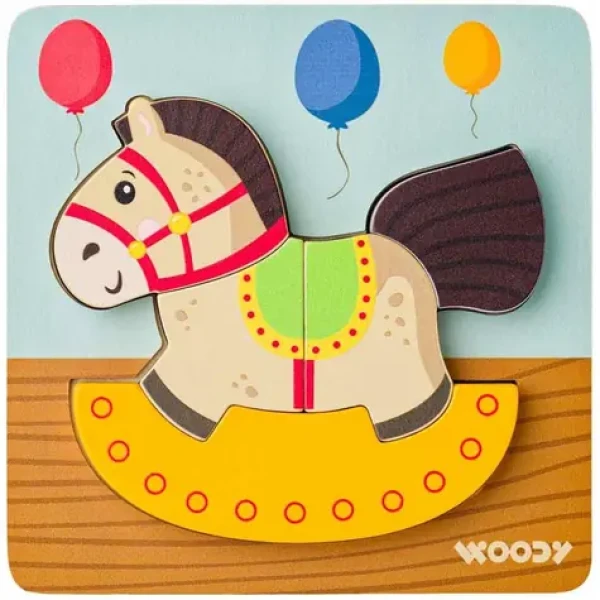 Woody Puzzle Baby - koník hojdací
