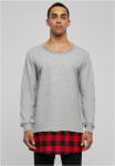 Dlhý Flanell Bottom Open Edge Crewneck sivá/blok/červená