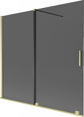 MEXEN/S - Velar dvojkrídlová posuvná vaňová zástena 170 x 150, grafit, zlatá kartáčovaná 896-170-000-41-55