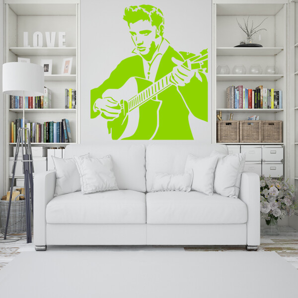 Veselá Stena Samolepka Elvis Presley Farba: zelená, Veľkosť: 60 x 56 cm