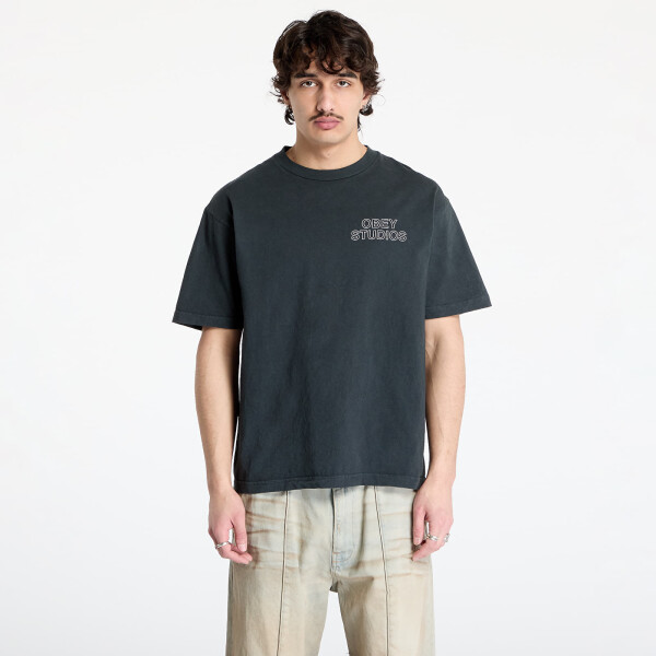 Tričko OBEY Studios Outline T-Shirt Pigment True Vintage Black S