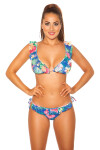 Sexy Bikini with ruffles flower print royalblue XL