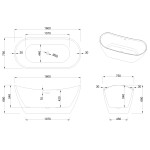 INVENA - Voľne stojaca vaňa 160 cm Astri so sifónom AN-03-160-F